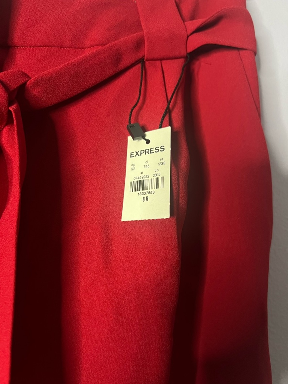 EXPRESS 🔥 Deep Red High-Waist Paperbag Tie Pants - Women - Picture 4 of 4